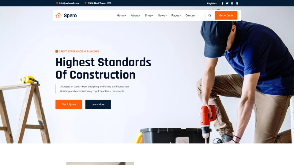 Spero - Building and Construction Bootstrap HTML Template