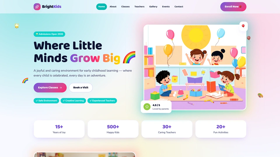 BrightKids - Colorful Preschool Daycare and Kindergarten HTML Template