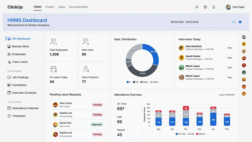 ClickUp - HR and Project Admin Dashboard Template