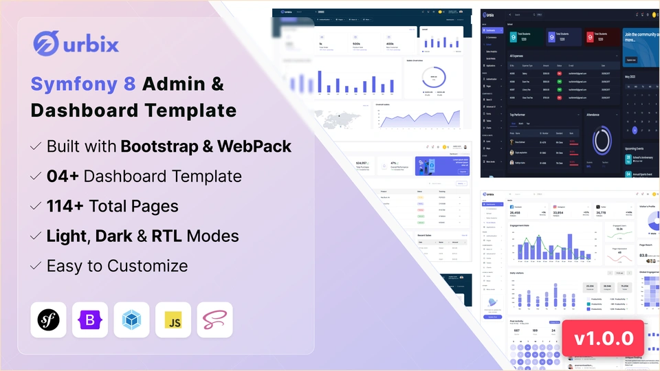 Urbix - Symfony 8 Admin & Dashboard Template