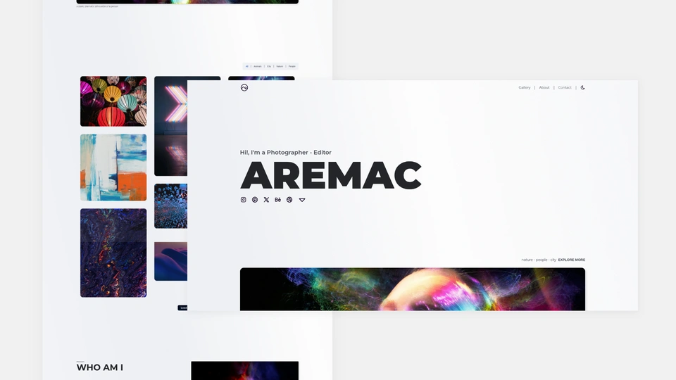 Aremac - Minimal One Page Photographer Portfolio HTML Template