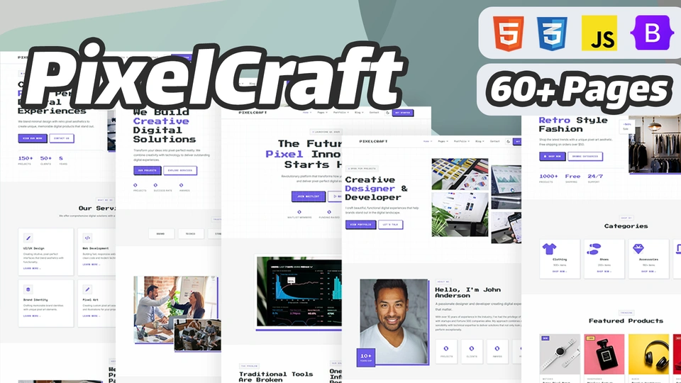PixelCraft - Minimal Retro Pixel Template