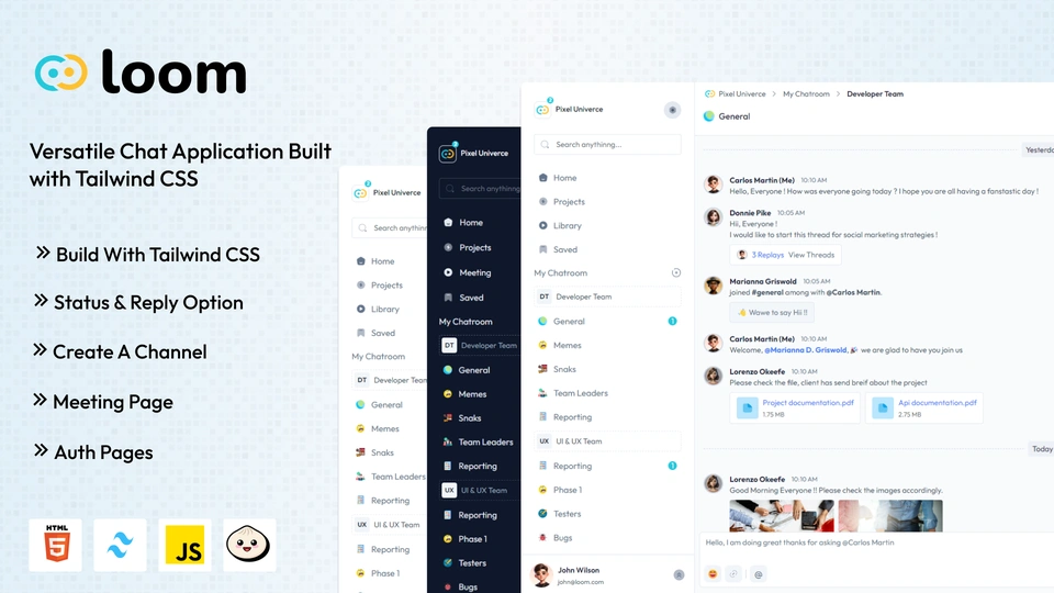 Loom - Tailwind CSS Ultimate Chat UI Kit HTML Template