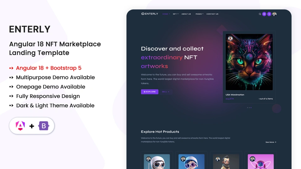 Enterly - Angular 18 NFT Marketplace Template