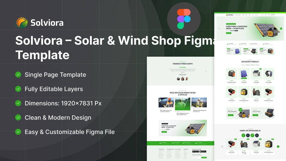 Solviora - Solar & Wind Energy Shop Figma Template