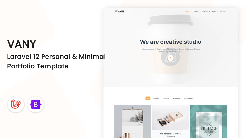 Vany - Laravel 12 Minimal Personal & Creative Studio Portfolio Template