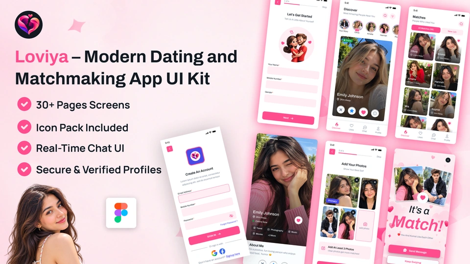 Loviya - Modern Dating & Matchmaking App UI Kit
