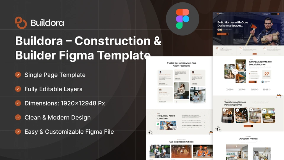 Buildora - Construction & Home Builder Figma Template