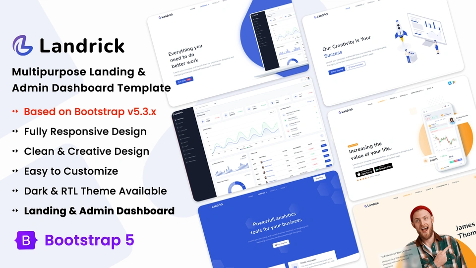 Landrick - App, Saas & Software Landing & Admin Dashboard Bootstrap 5 Template