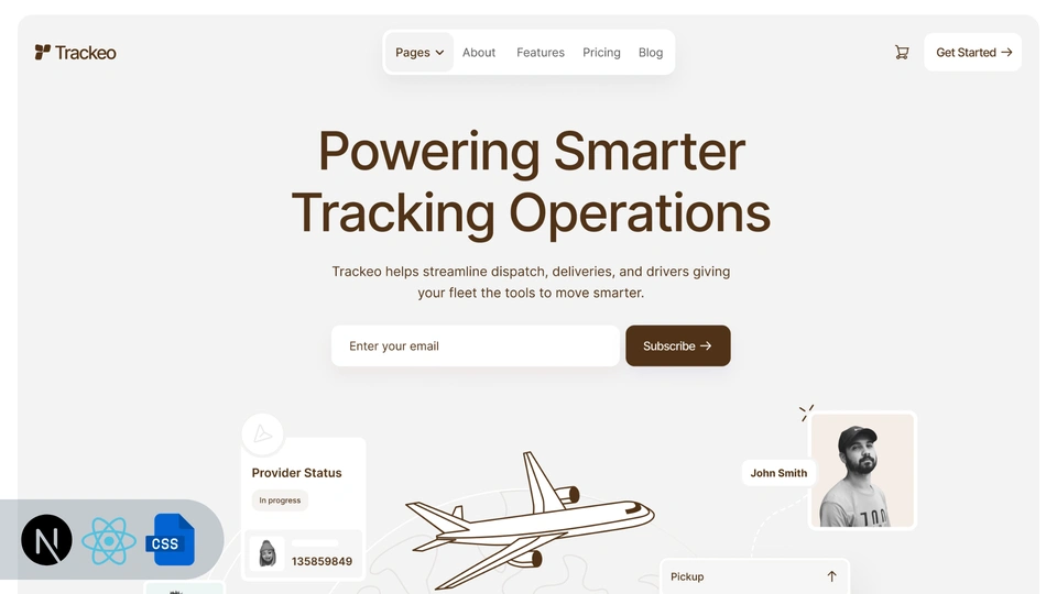 Trackeo - Next.js 16 Fleet Tracking & Logistics SaaS Template