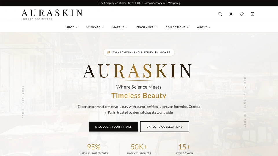 AuraSkin - React Skincare Ecommerce Website Template