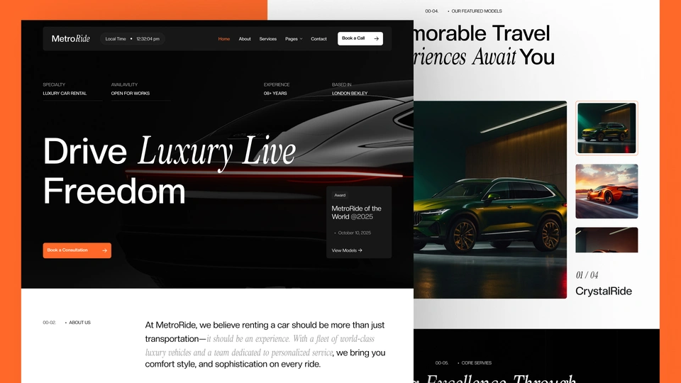 MetroRide - Luxury Car & Taxi Rental Framer & Figma Template