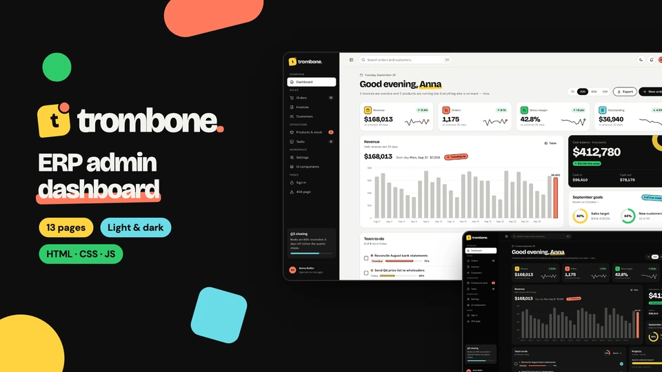 Trombone - Minimalist & Playful ERP Admin Dashboard Template
