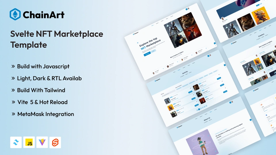 ChainArt - Svelte Tailwind CSS NFT Marketplace Template