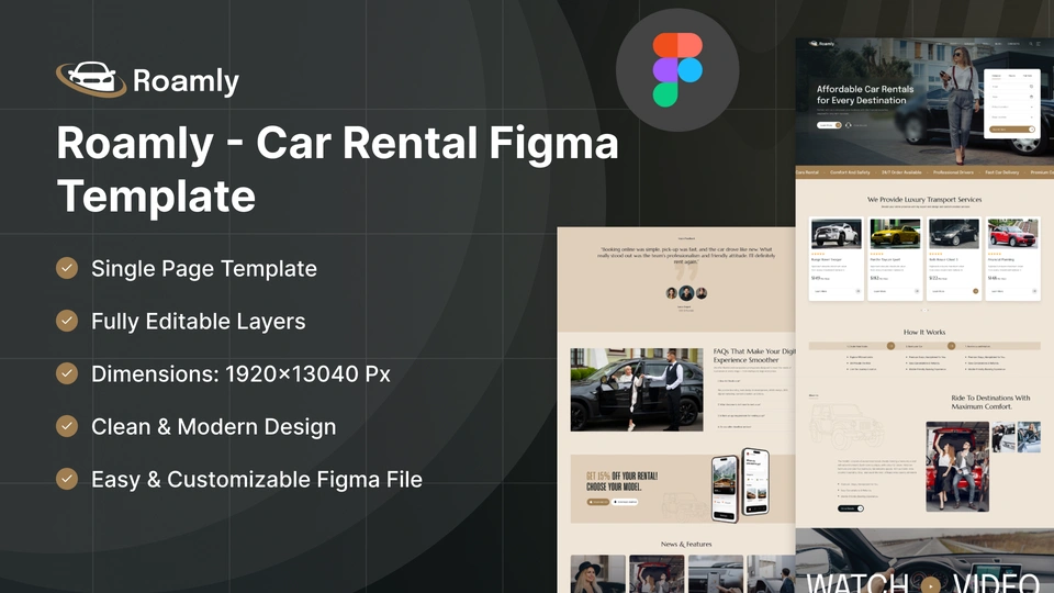 Roamly - Car Rental & Travel Hire Figma Template