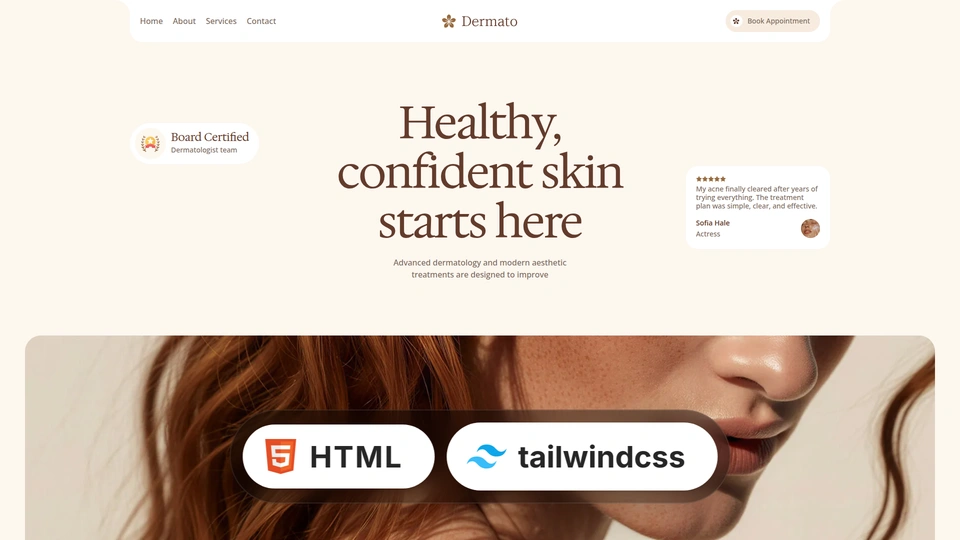 Dermato - Dermatology & Aesthetic Clinic Tailwind CSS 4 Template