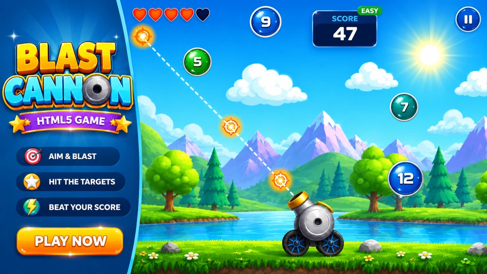 Blast Cannon - HTML5 Cannon Bubble Shooting Arcade Game