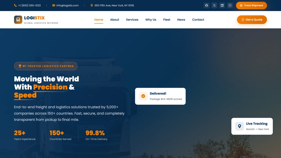 Logistix - Logistics and Transportation Company HTML5 Template
