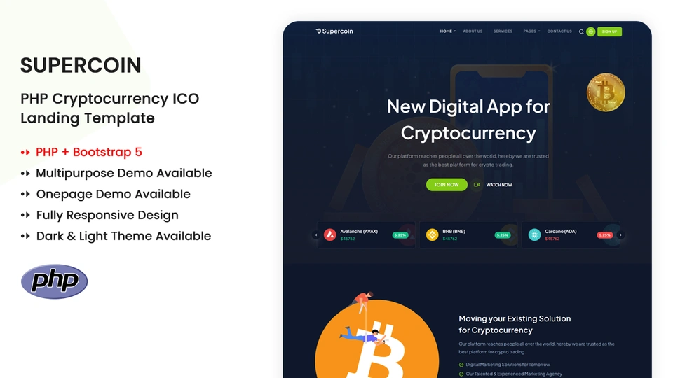 Supercoin - PHP Multipurpose Cryptocurrency ICO Template