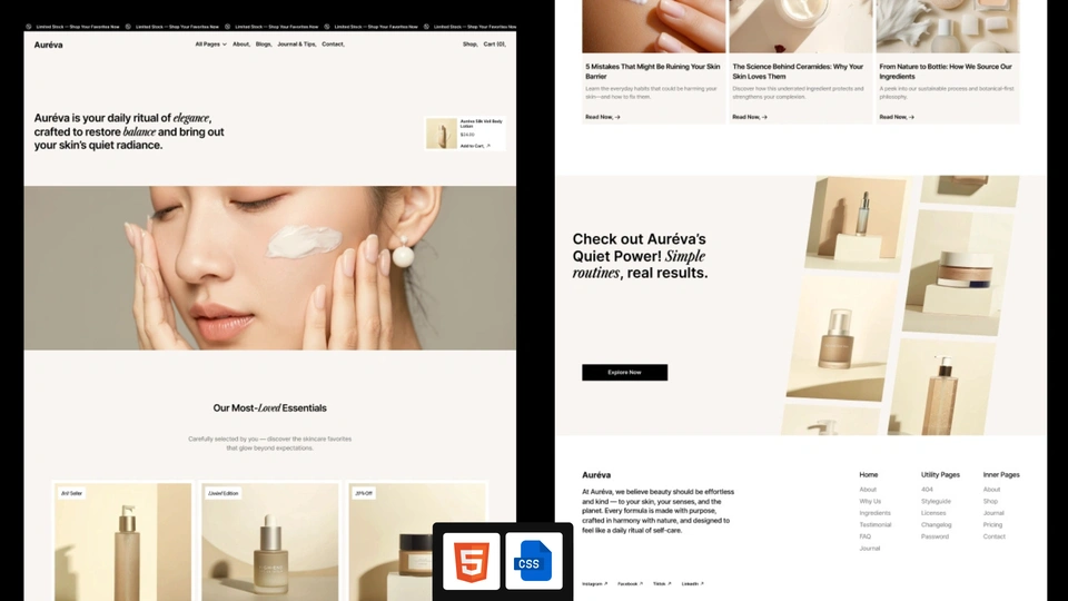 Aureva - Skincare & Beauty Ecommerce HTML Template