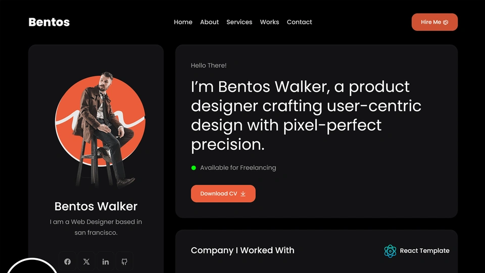 Bentos - React Personal Portfolio Template