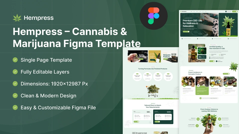 Hempress - Cannabis & Hemp Wellness Store Figma Template