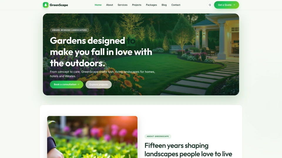 GreenScape - Gardening & Landscaping HTML5 Website Template