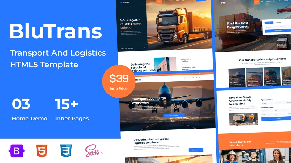 BluTrans - Transport and Logistics HTML Template