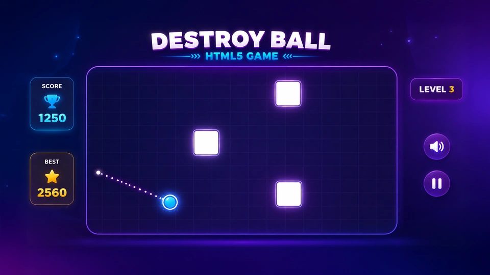 Destroy Ball - HTML5 One Shot Physics Puzzle Game