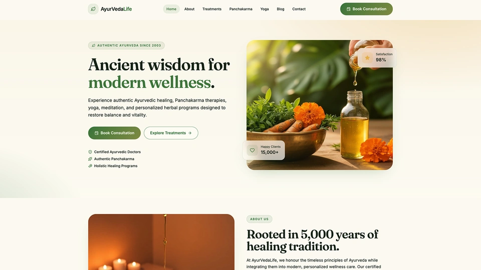 AyurVedaLife - Ayurveda and Wellness Center HTML Template