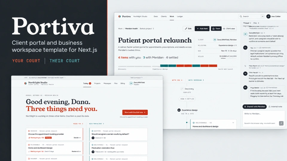 Portiva - Next.js Client Portal & Business Workspace Template