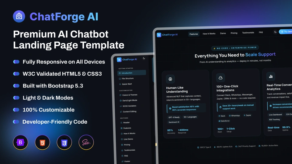 ChatForge AI - Premium AI Chatbot Landing Page Template