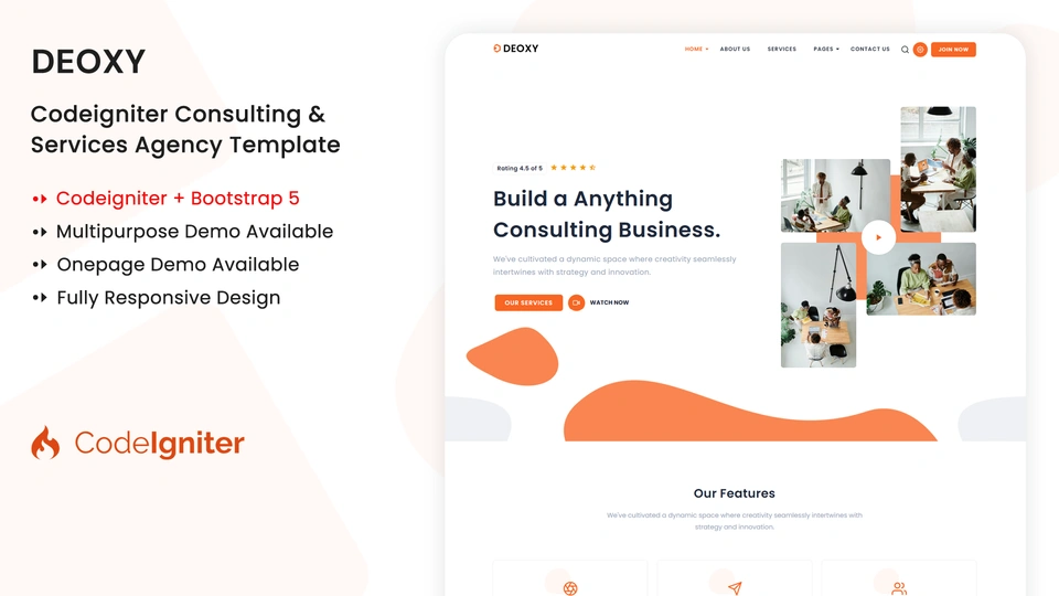 Deoxy - CodeIgniter Multipurpose Consulting & Service Agency Template