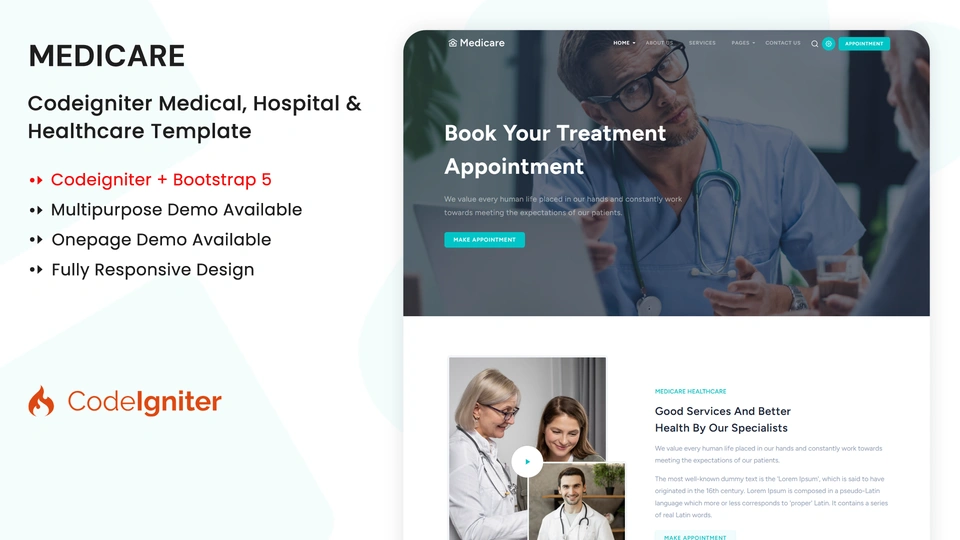 Medicare - CodeIgniter Multipurpose Medical & Hospital Template