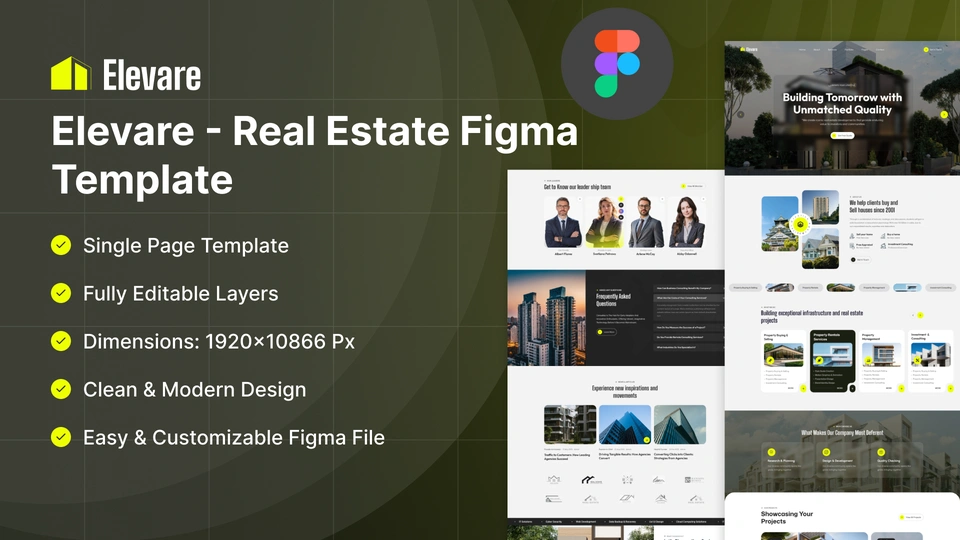 Elevare - Real Estate & Property Marketing Figma Template