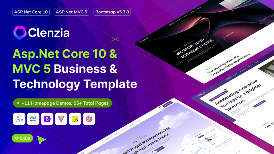 Clenzia - Business & Technology ASP.Net Core & MVC 5 Template