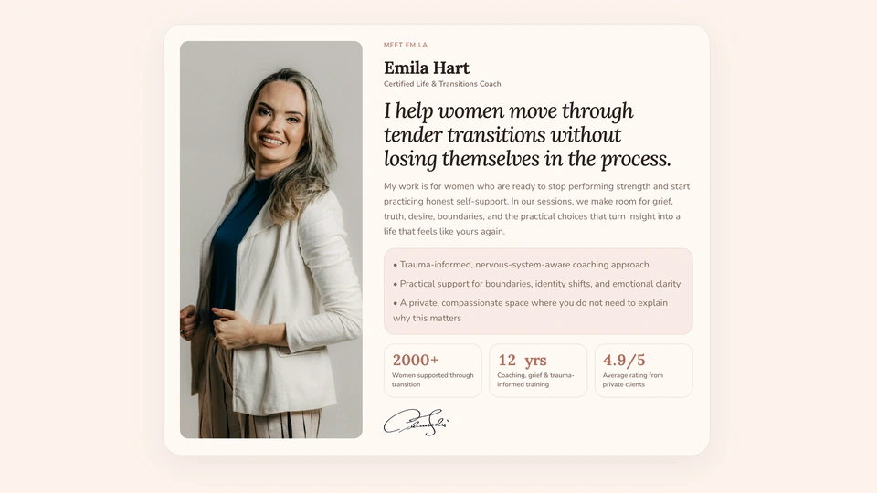 Emila - Life Coach, Female Empowerment & Consulting Template
