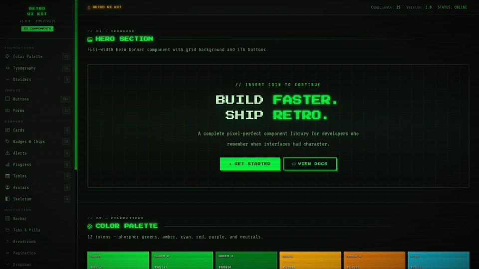 Retro UI Kit - UI Elements & Starter Templates