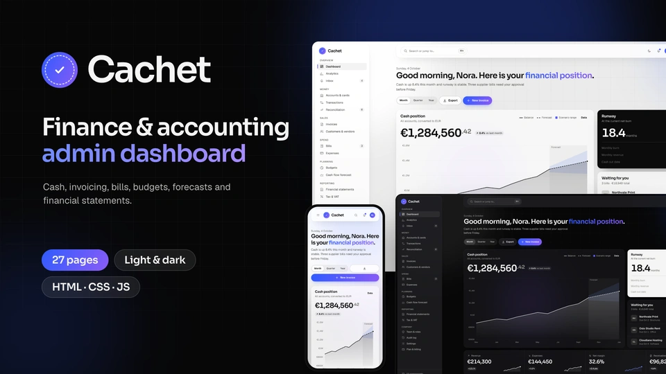 Cachet - Finance & Accounting Admin Dashboard Template