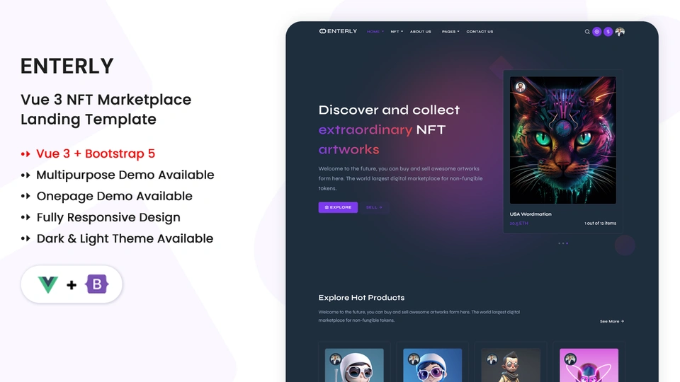 Enterly - Vue.js NFT Marketplace Template