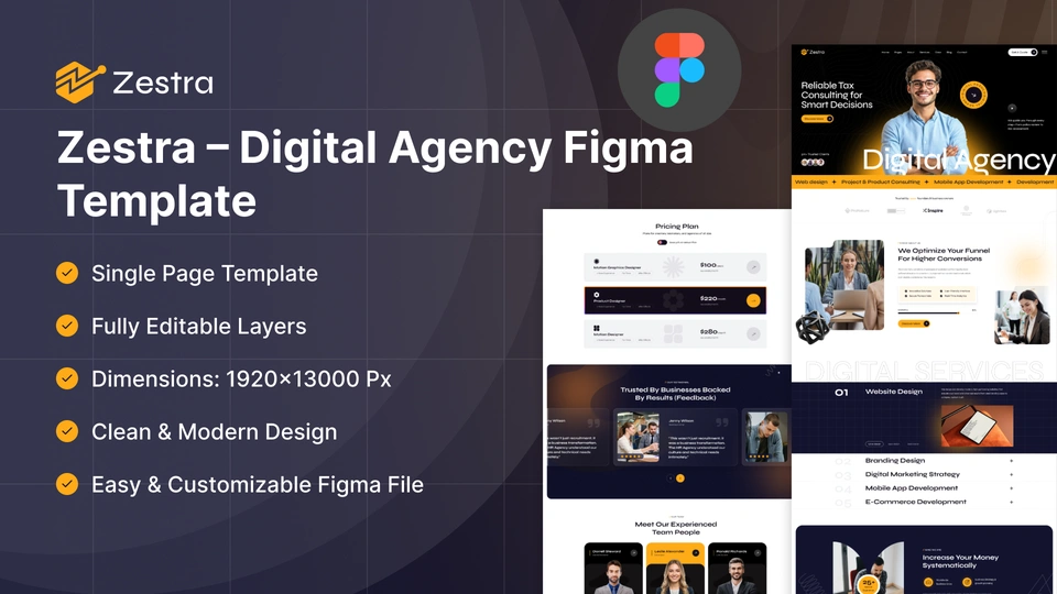 Zestra - Digital Agency & Web Services Figma Template