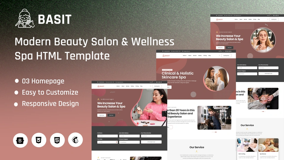 Basit - Modern Beauty Salon & Wellness Spa HTML Template
