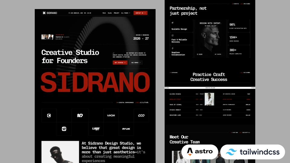 Sidrano - Creative & Marketing Agency Site, Astro 7 & Tailwind CSS 4