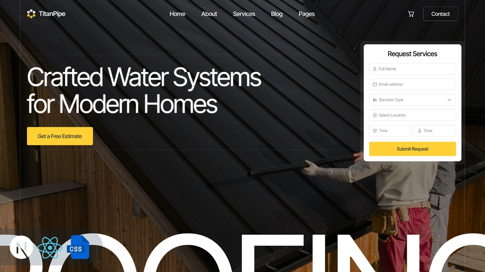 TitanPipe - Next.js 16 Roofing and Construction Template