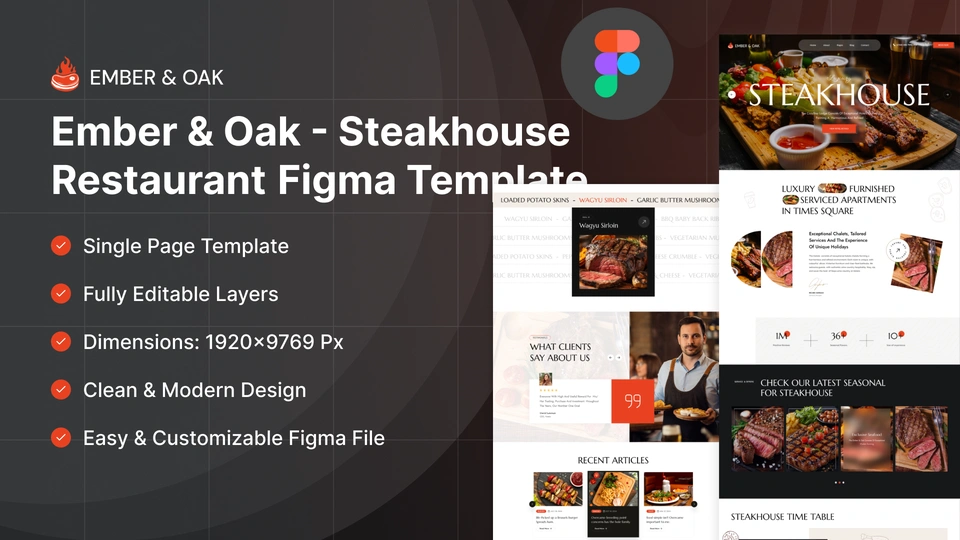 Ember & Oak - Steakhouse & Chalet Dining Figma Template