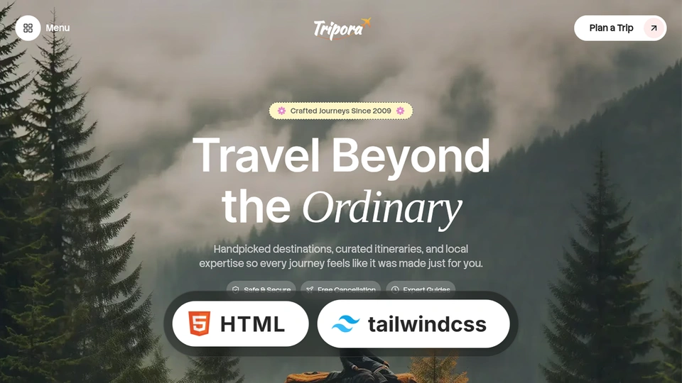 Tripora - Modern Travel Agency Tailwind CSS HTML Template