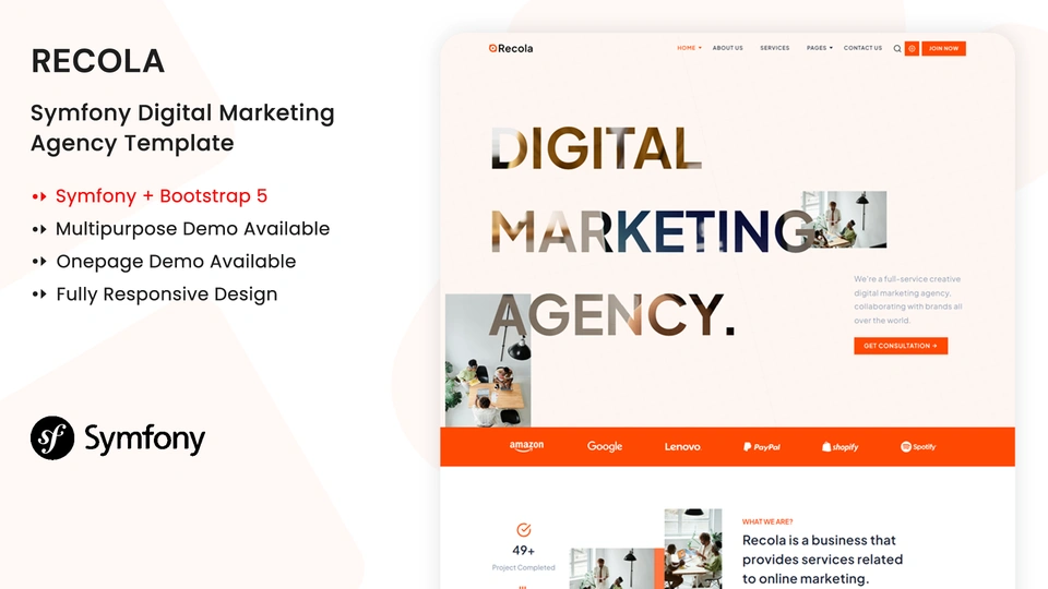 Recola - Symfony Multipurpose Digital Marketing Agency Template