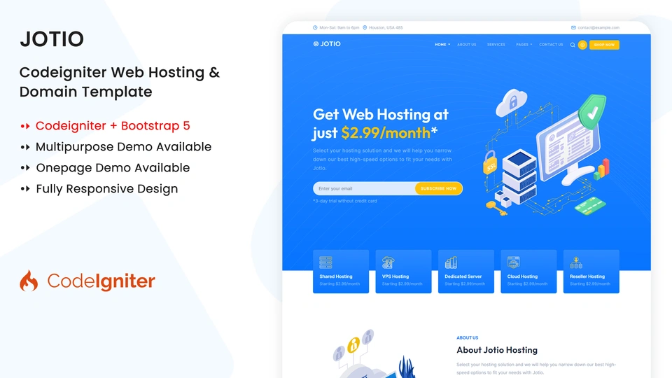 Jotio - CodeIgniter Web Hosting & Web Server Multipurpose Template