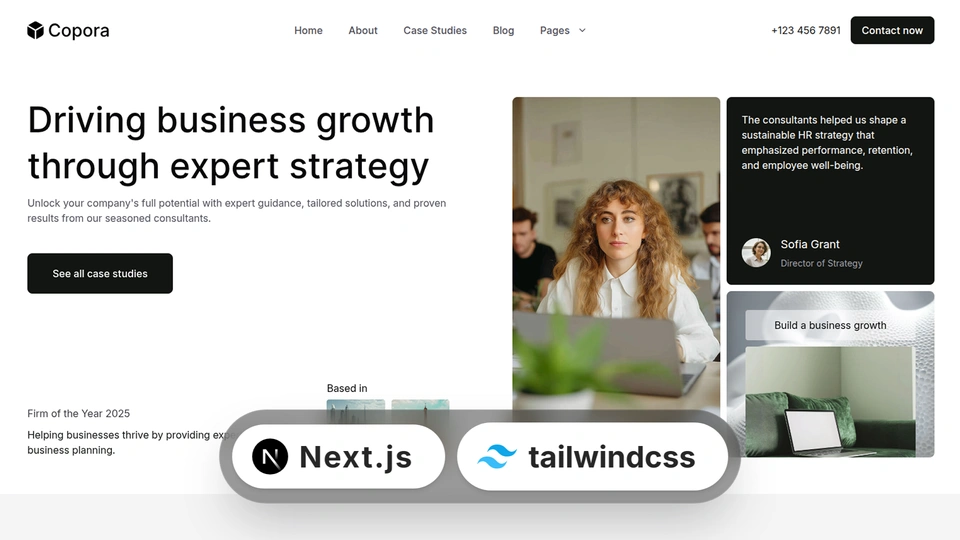 Copora - Business Consulting & Corporate Next.js 16 Tailwind CSS Template