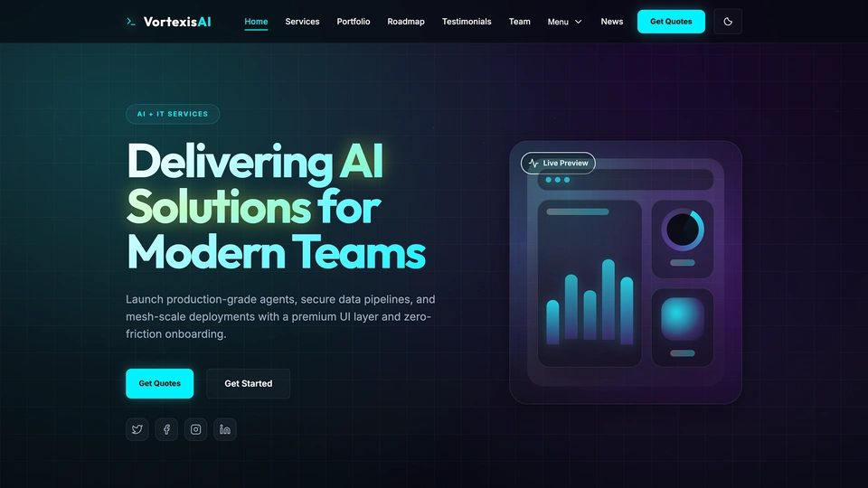 Vortexis AI - Modern SaaS AI Website Template